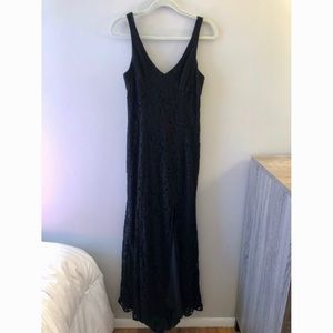 BCBGeneration Floor Length Black Lace Dress